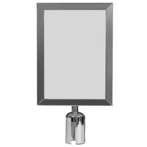 Sign holder A4 for barrier post  - chrome