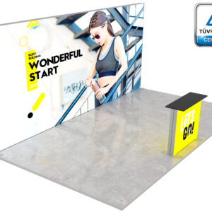 LUMIX™ exhibition booth 24 m² (6x4) peninsula - 1 counter